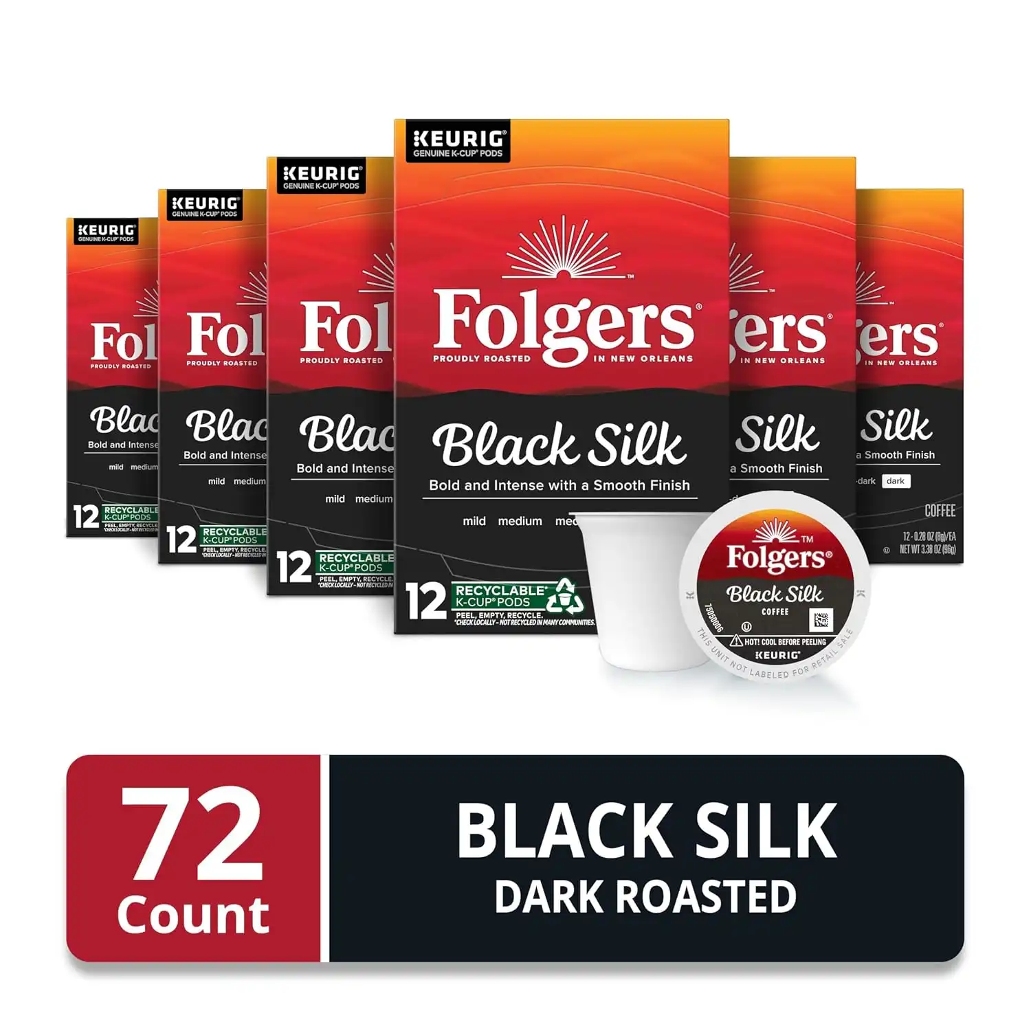 Alternative view of Folgers Black Silk Dark Roast Coffee, 72 Keurig K-Cup Pods
