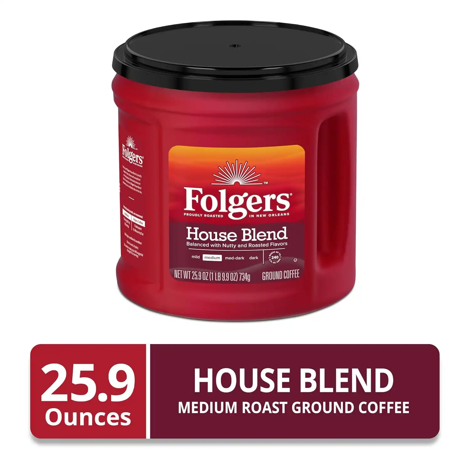 Alternative view of Folgers House Blend Ground Coffee, Medium Roast, 25.9 Ounce Canister