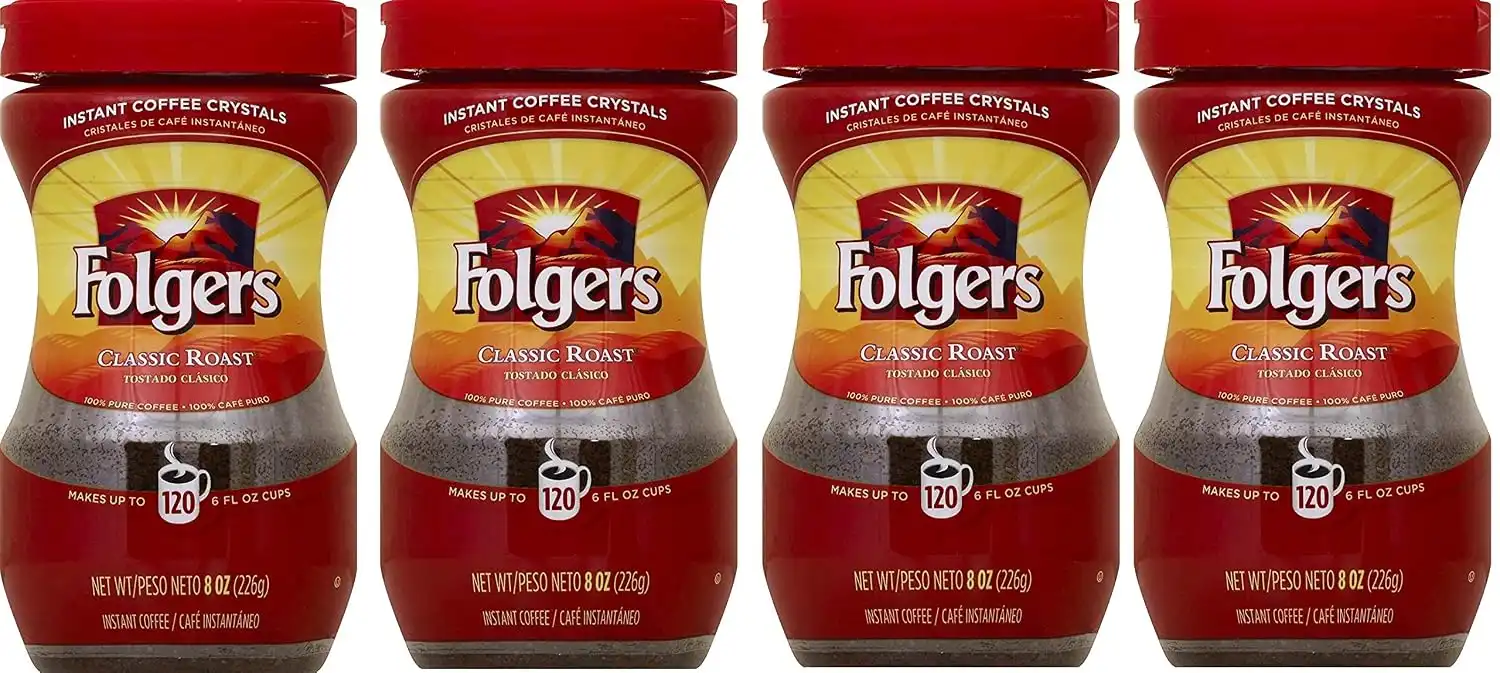 Folgers Instant Coffee Crystals, Classic Roast, 32 ounce