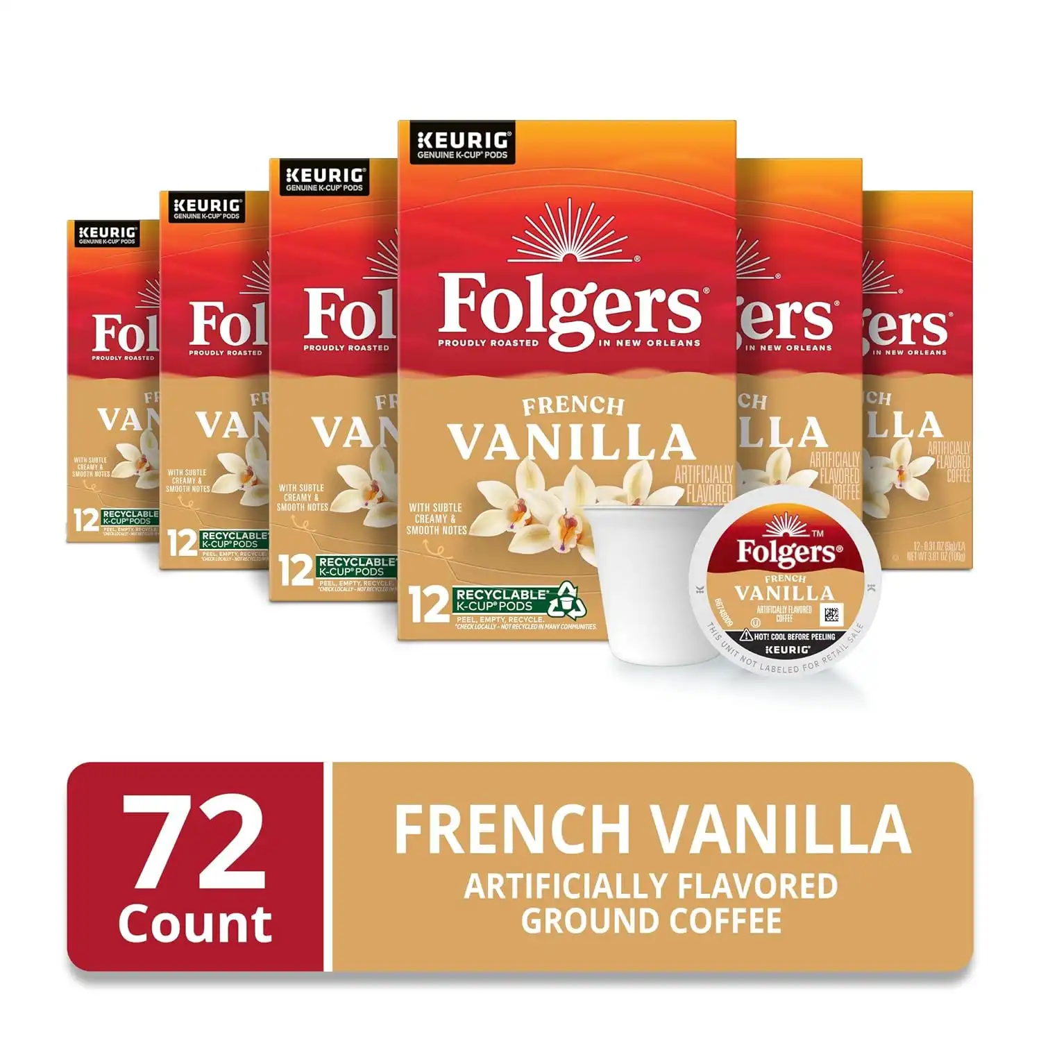 Alternative view of Folgers French Vanilla Flavored Coffee, 72 Keurig K-Cup Pods