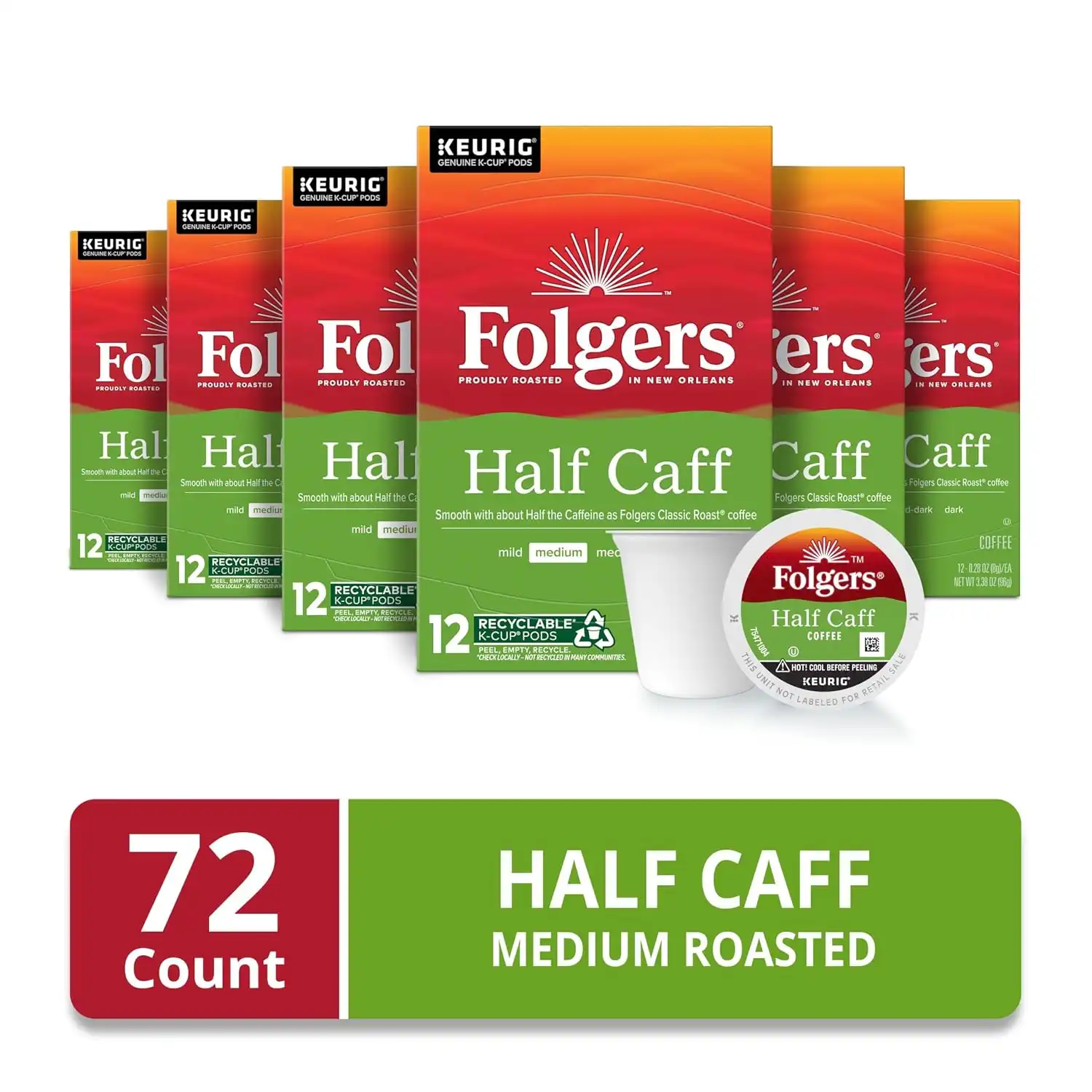 Alternative view of Folgers Half-Caff Medium Roast Coffee, 72 Keurig K-Cup Pods